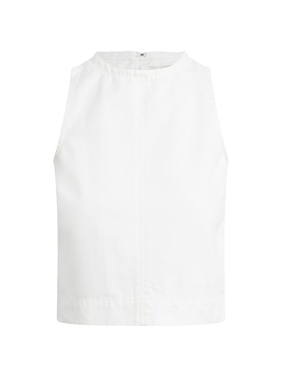 Women's Cotton Denim Sleeveless Top - White - Size XS