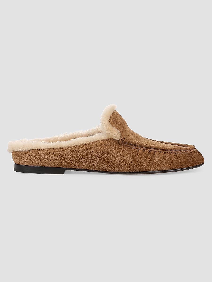 Women's Tevin Shearling-Trim Suede Mules - Elmwood - Size 11