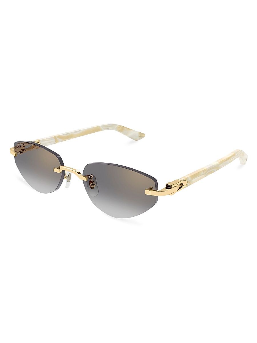 Women's C Decor 56MM 24K-Gold-Plated Cat-Eye Sunglasses - Gold Black