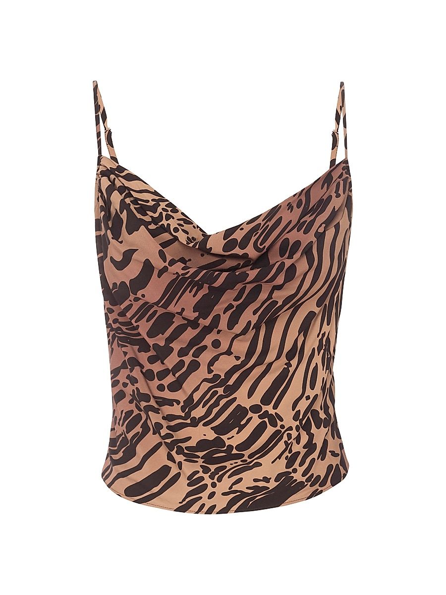 Women's Chiffon Bias-Cut Camisole - Warped Leopard - Size XS