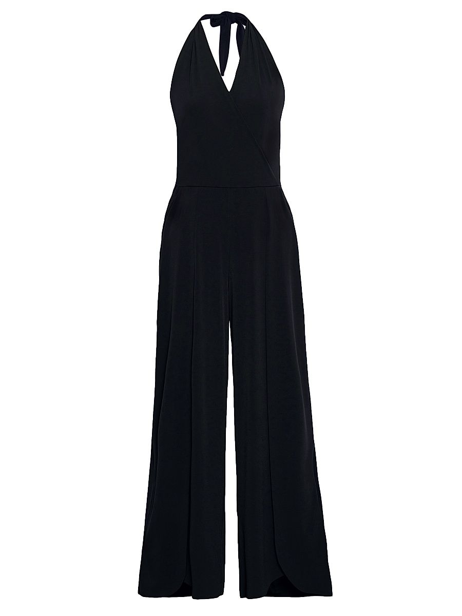 Women's Halter Cover-Up Jumpsuit - Black - Size Large