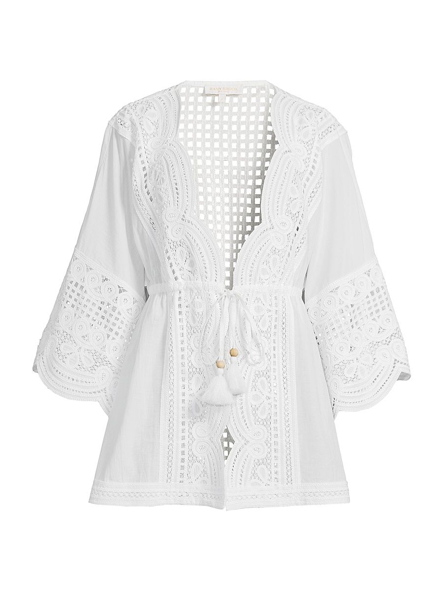 Women's Leilanni Embroidered Cover-Up - White - Size Medium