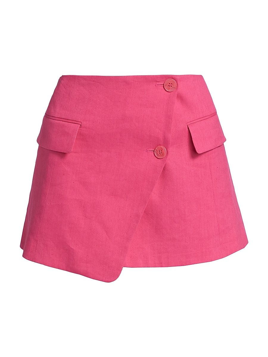 Women's Linen-Blend Blazer Miniskirt - Flamingo - Size 16