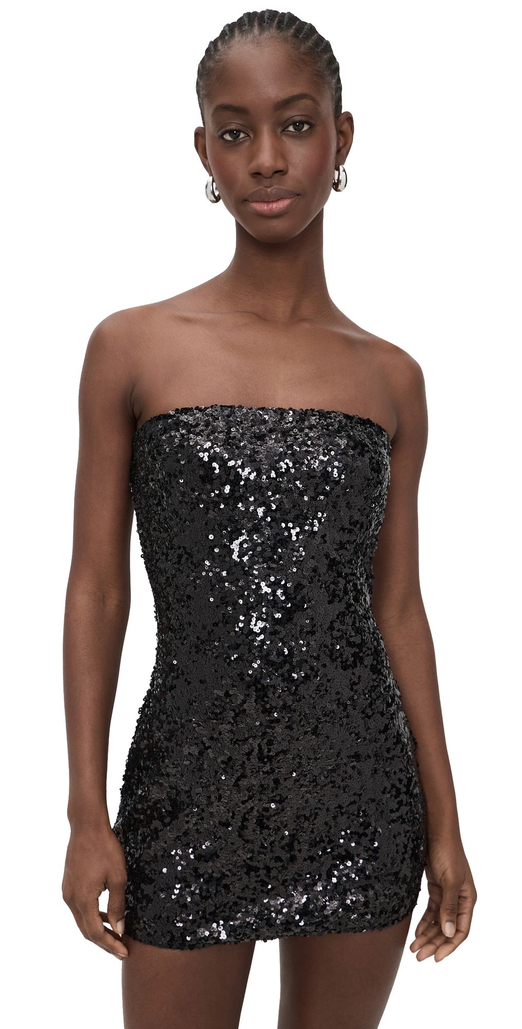 Lioness Sequin Strapless Mini Dress Noir L
