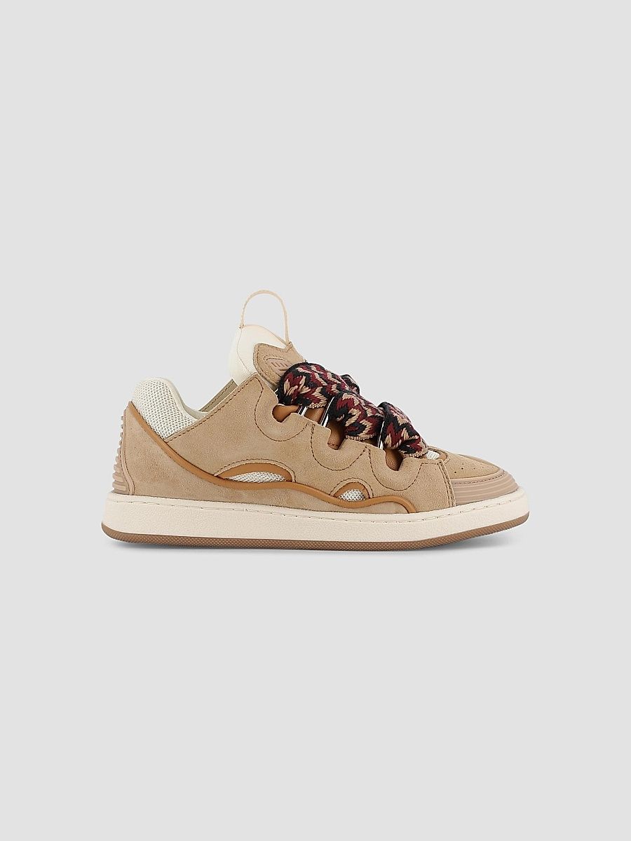 Lanvin Unisex Kid's Suede Curb Sneakers - Stone Off White - Size 1.5 (Child)