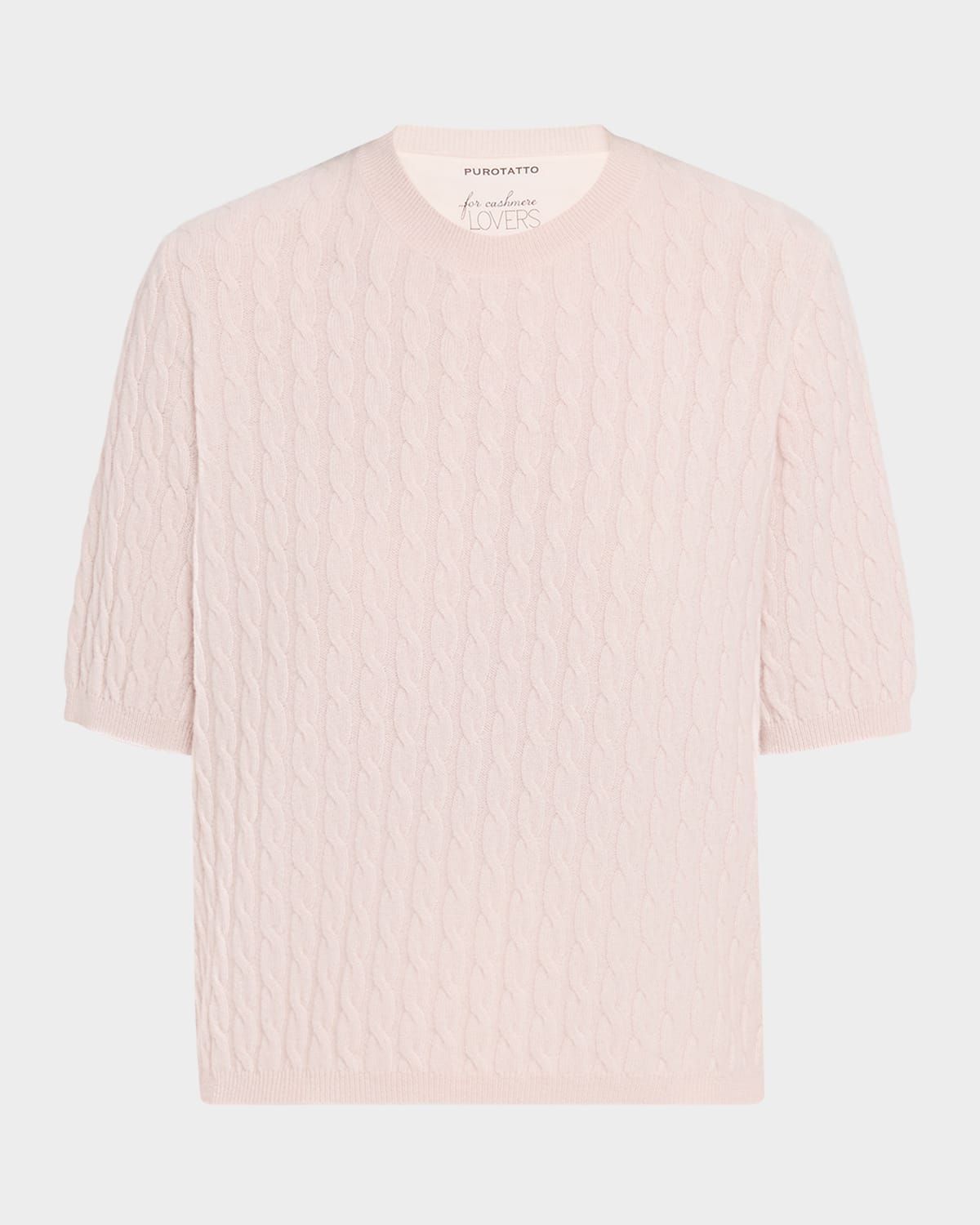 Cable Cashmere Short-Sleeve Sweater