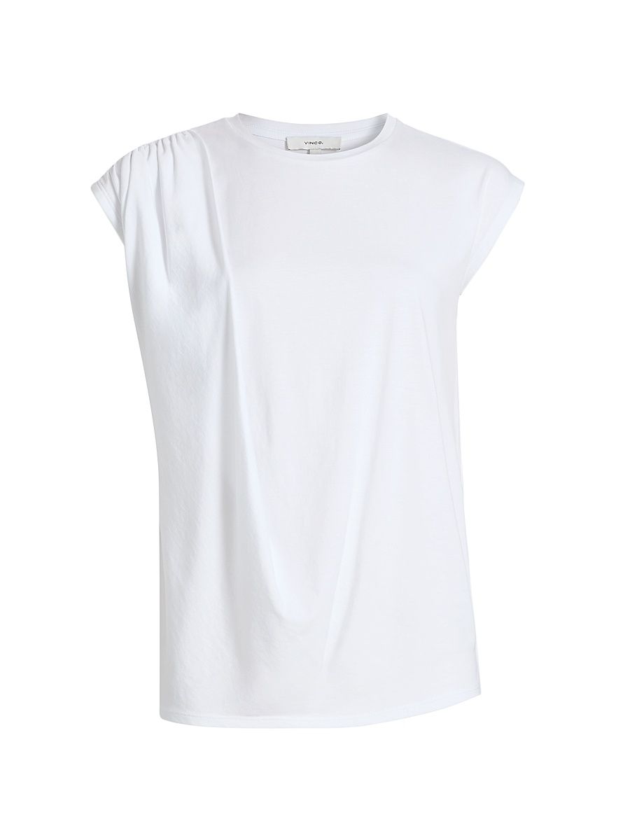 Vince Women's Draped Cotton Top - Optic White - Size XS