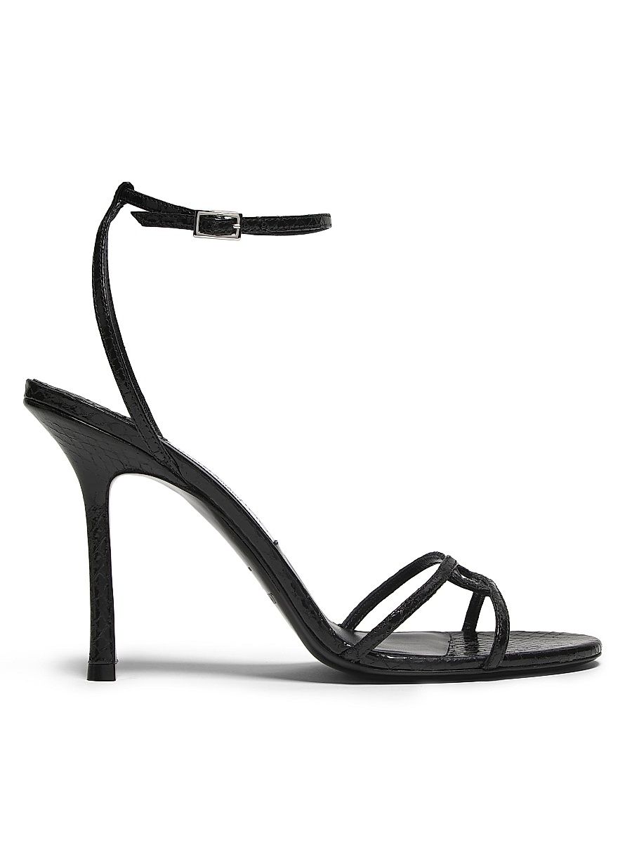 Women's Leo 100MM Metallic Leather Sandals - Black - Size 11.5