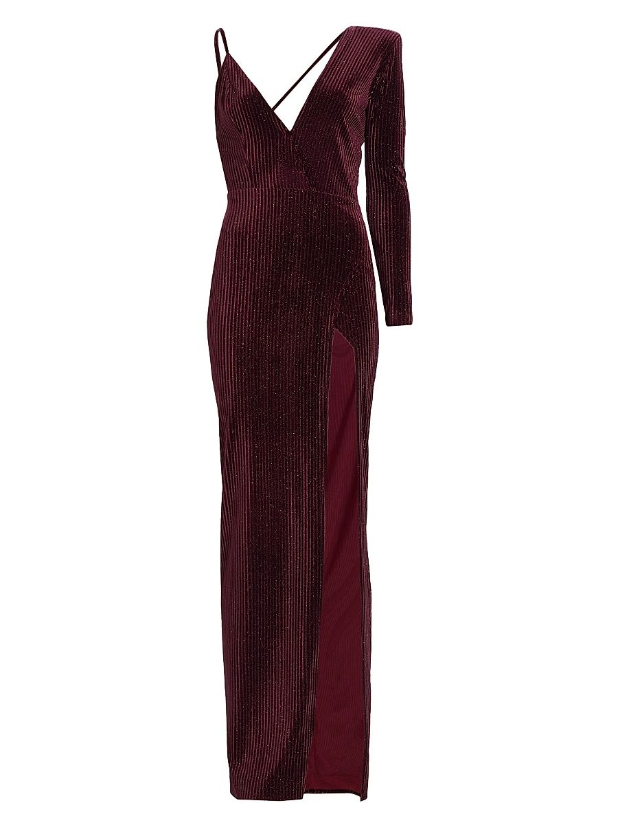 Women's Sean Velvet One-Shoulder Gown - Burgundy - Size 12