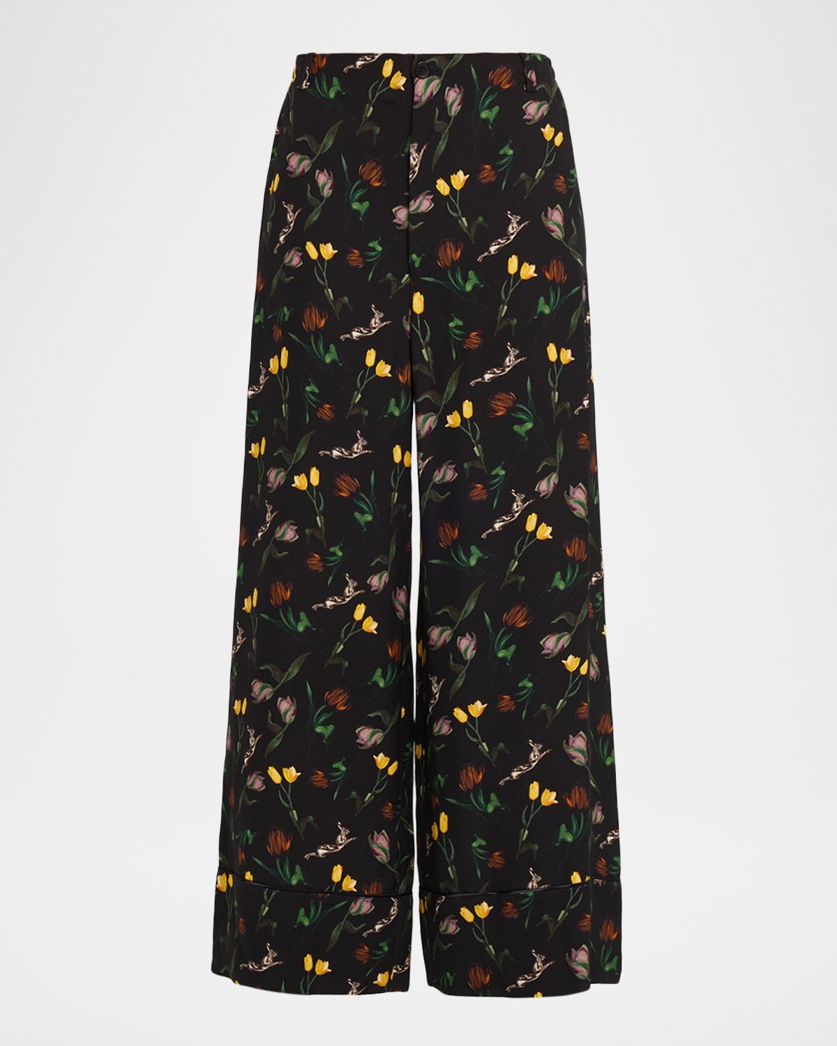 Floral Wide-Leg Trousers