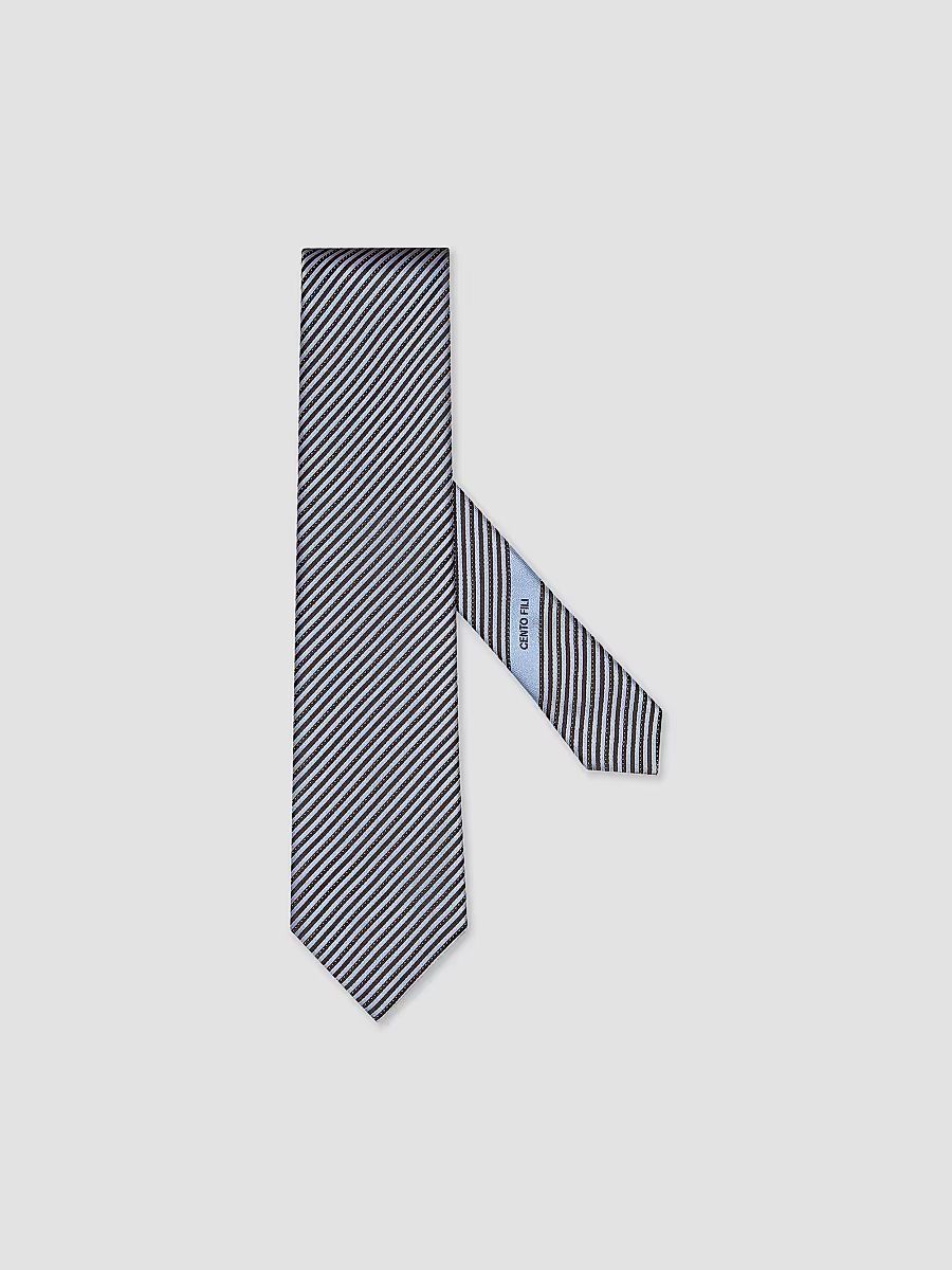 ZEGNA Men's Cento Fili Silk Tie - Light Blue - Size 0