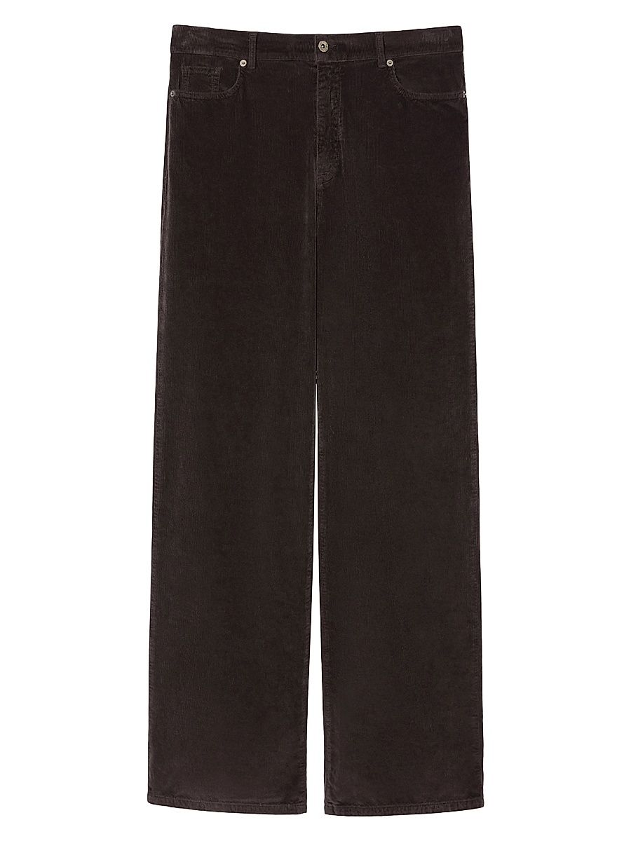 Women's Stretch Velvet Wide Leg Trousers - Chocolate - Size 22