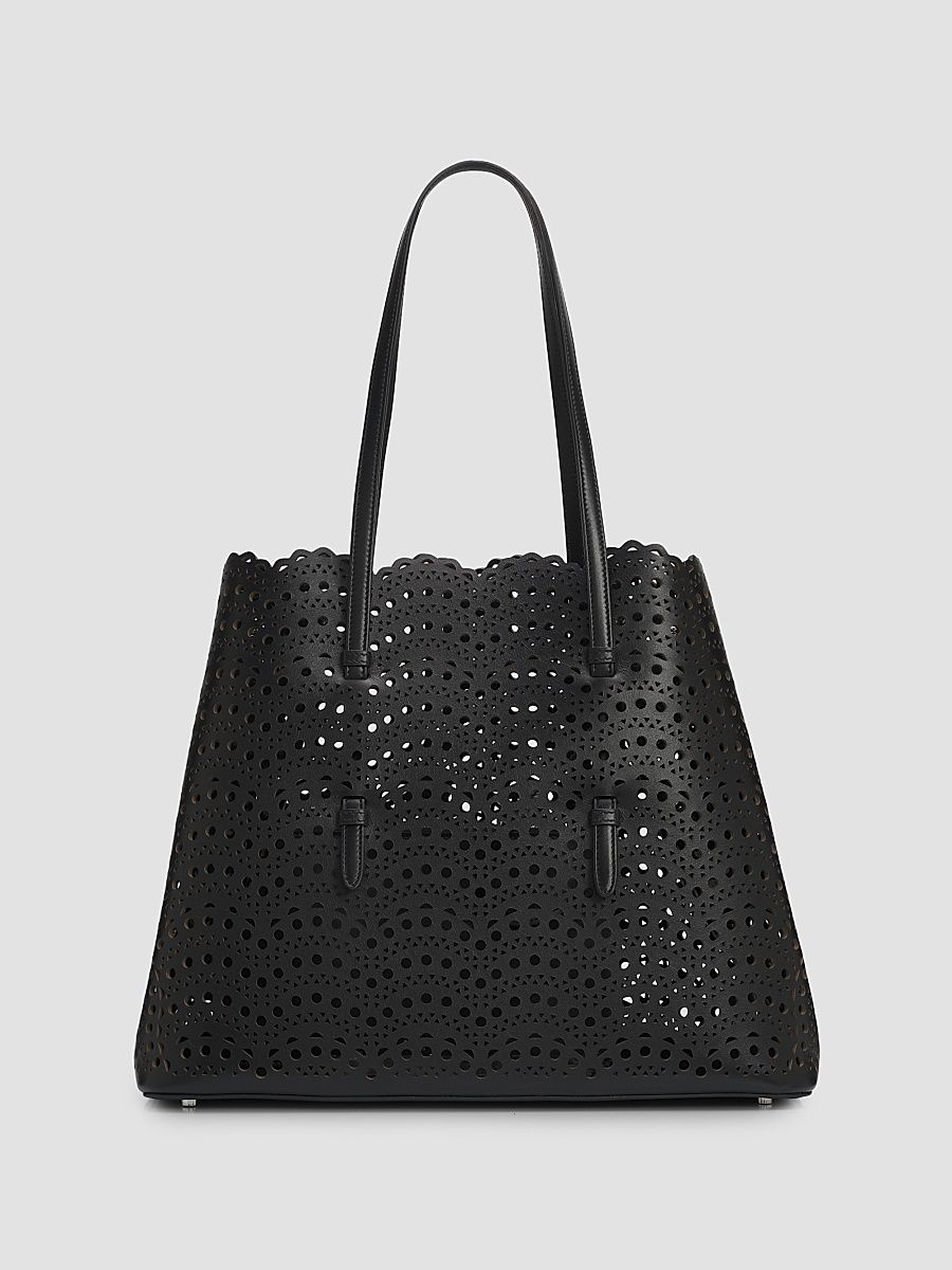 ALAÏA Women's Mina Large Eyelet Leather Tote Bag - Black