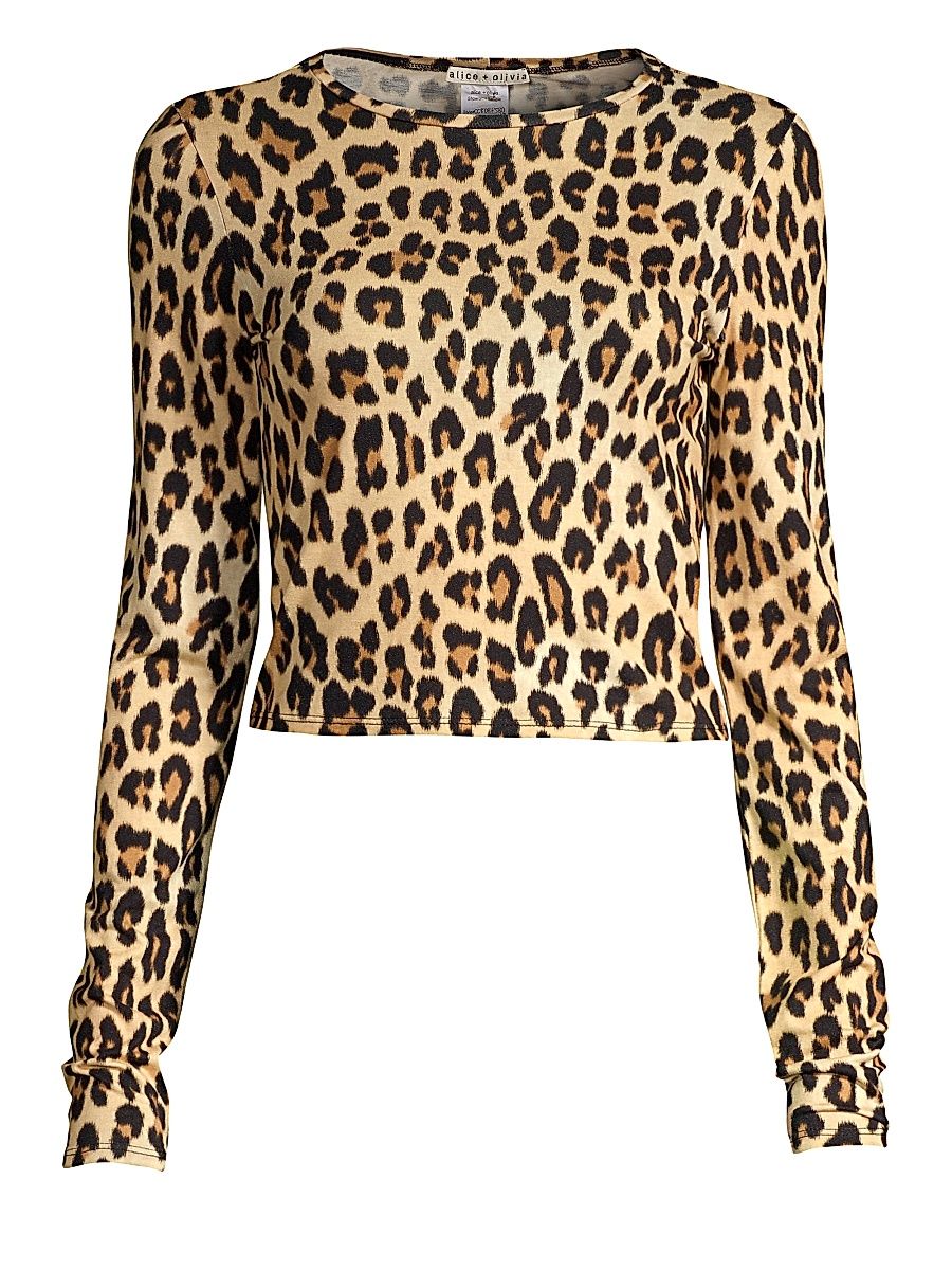Women's Delaina Leopard Print Crop Top - Textured Leopard - Size Large