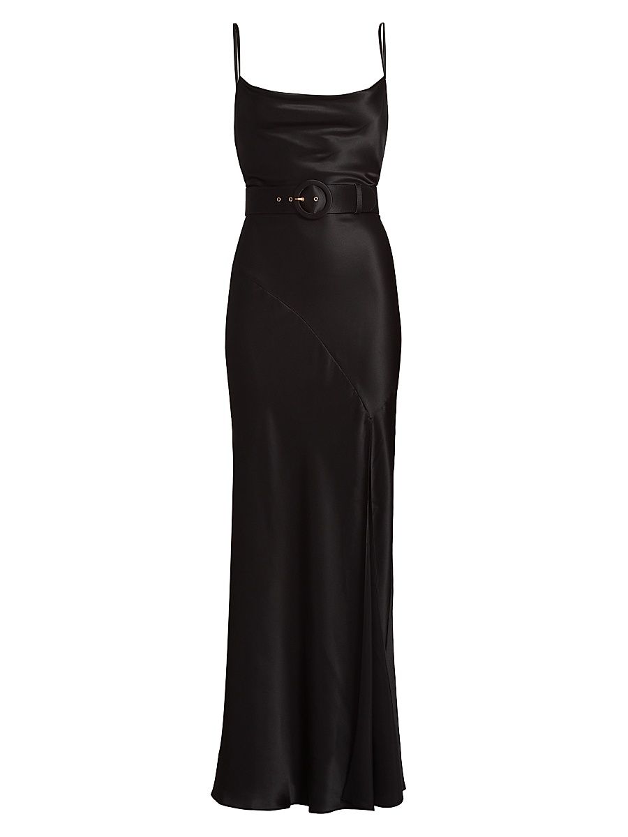 Women's Simone Silk Belted Slipdress - Black - Size 4