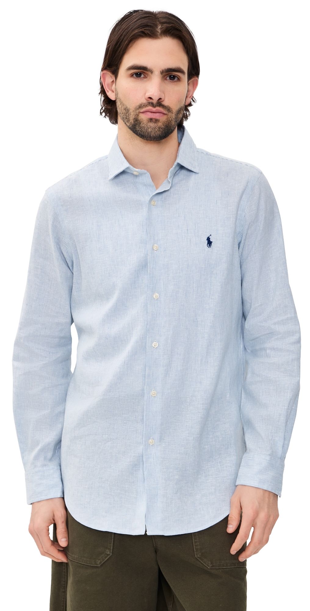 Polo Ralph Lauren Striped Linen Shirt Cabana Blue White XS