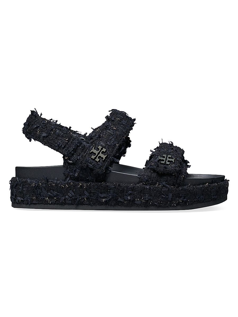 Women's Kira Bouclé Tweed Sandals - Midnight Navy - Size 9.5