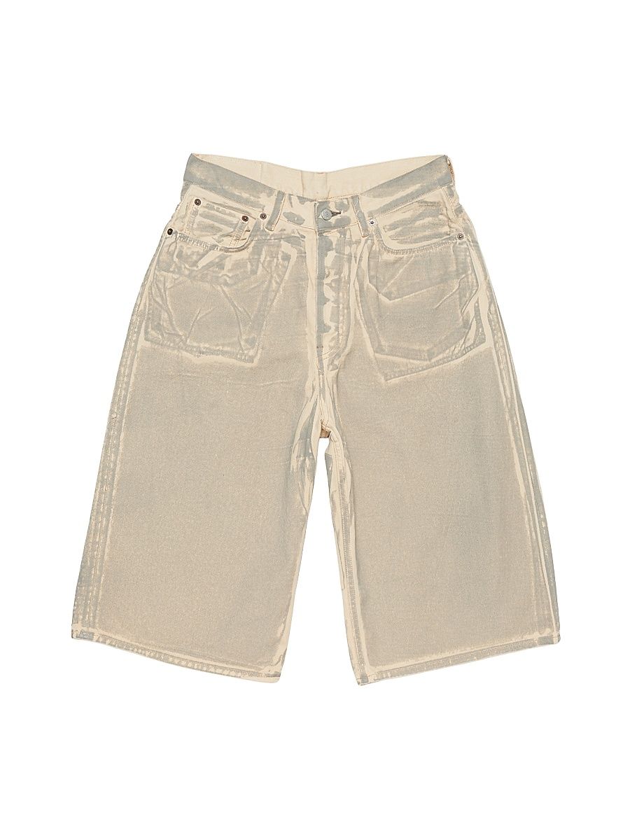 Men's Printed Cotton Denim Shorts - Beige Sage - Size XXL