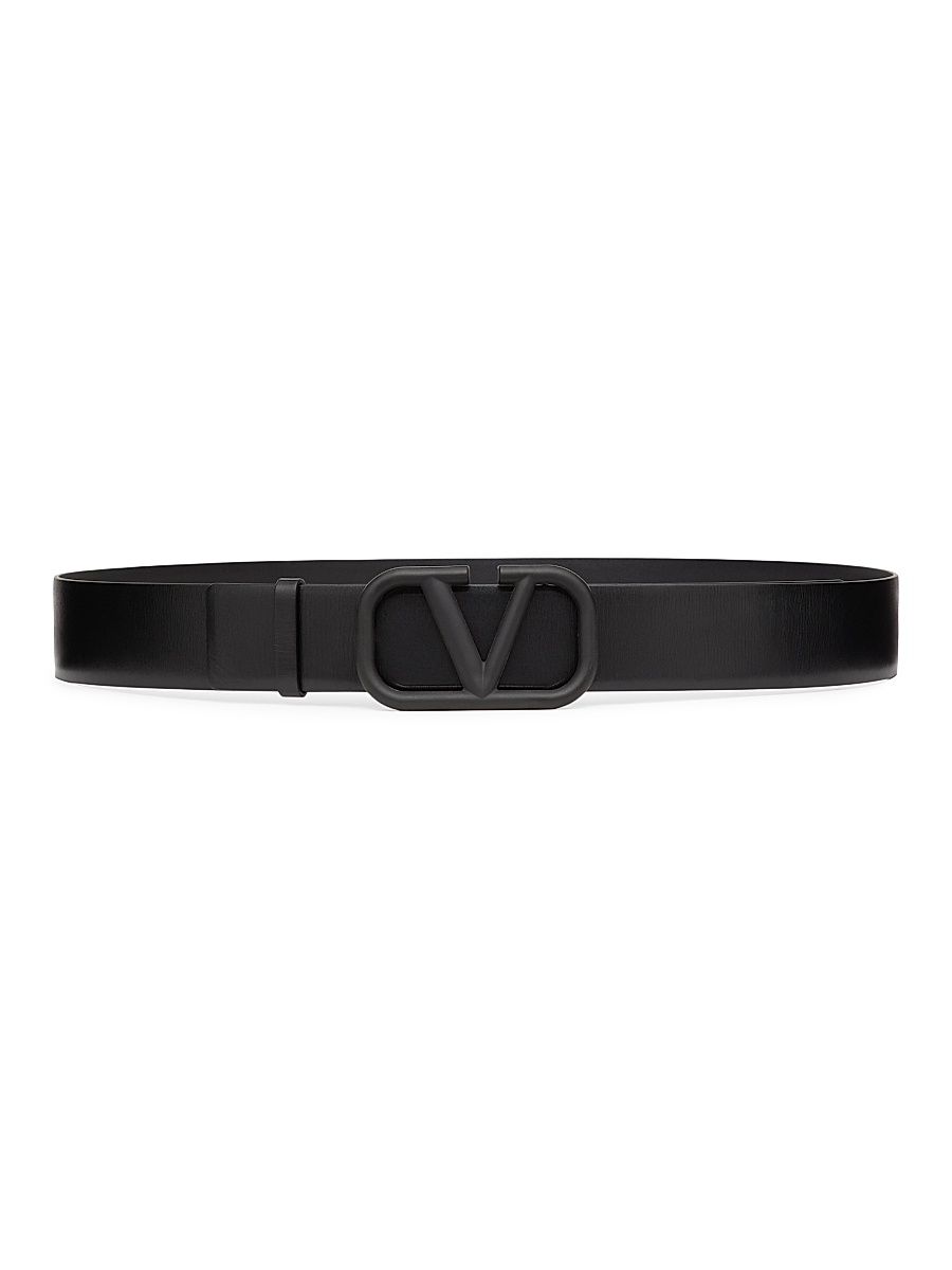 Men's VLogo Signature Calfskin Belt - Black - Size 34