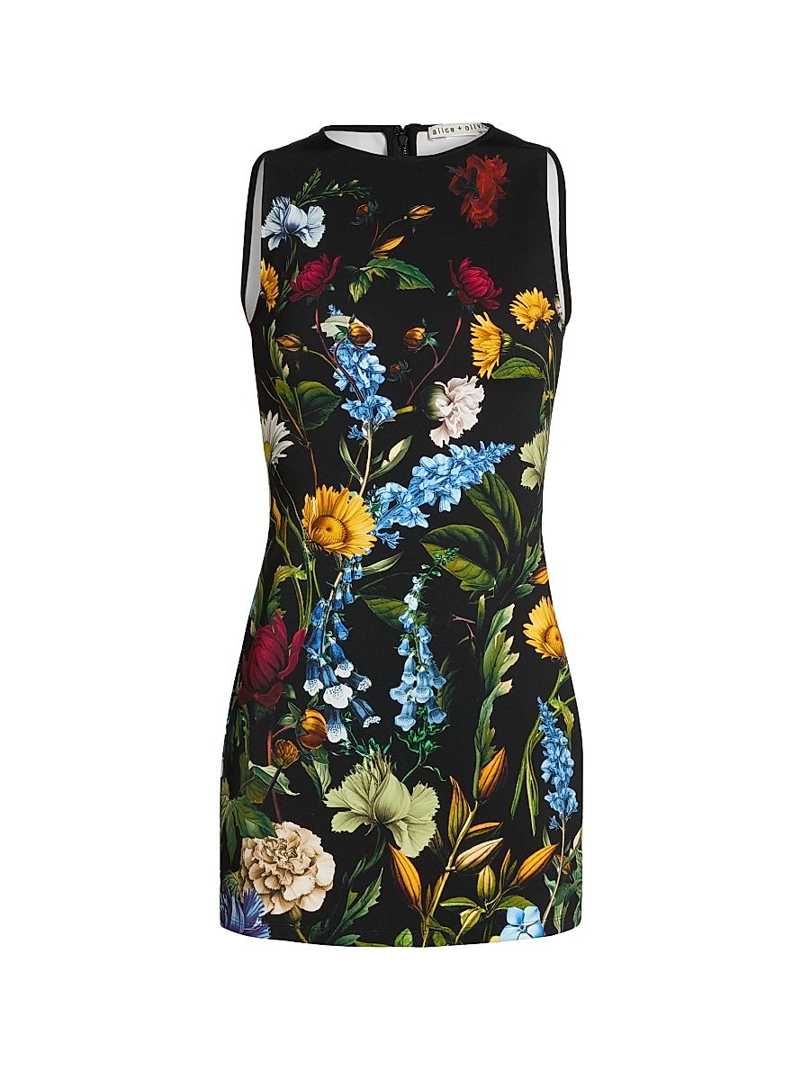 Women's Wynell Floral Sleeveless Sheath Minidress - Social Hour Black - Size 6