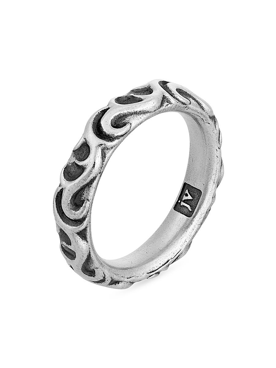 Men's Gothic Sterling Silver Band - Grey - Size 10
