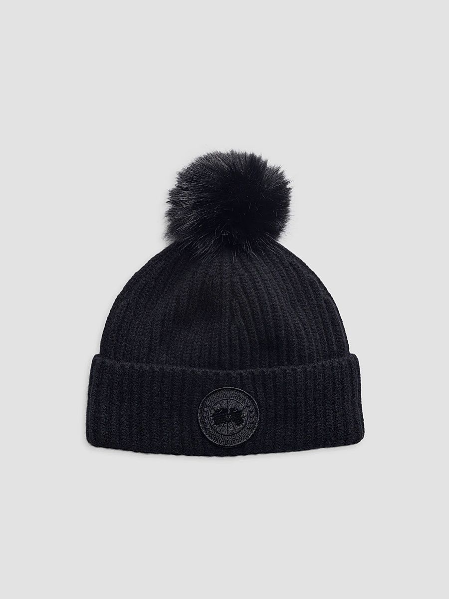 Canada Goose Women's Toque Pom-Pom Merino Wool-Cashmere Beanie - Black