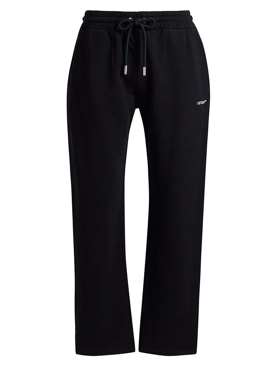 Men's Scribble Diagonal Cotton Sweatpants - Black White - Size XL