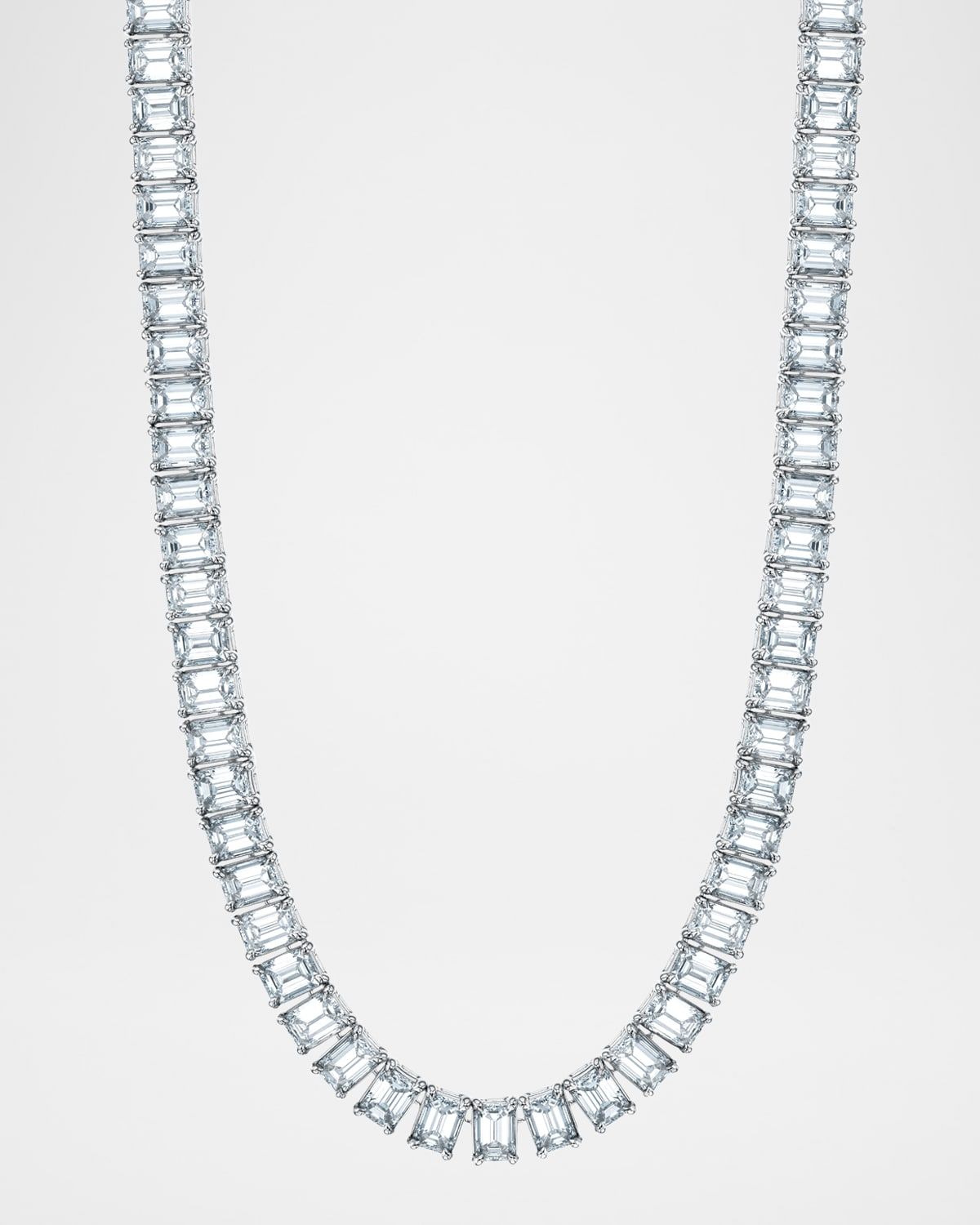 x Christina Adamo 18K Gold North-South Emerald-Cut Prong-Set Diamond Tennis Necklace, 16"L, 22.20tcw