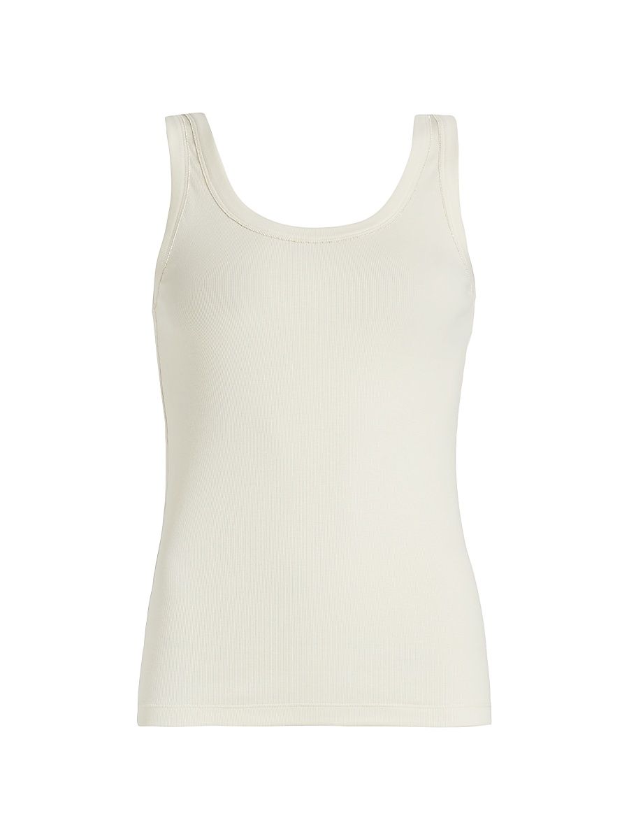 Women's Diamante Trim Rib-Knit Tank - Natural - Size 10