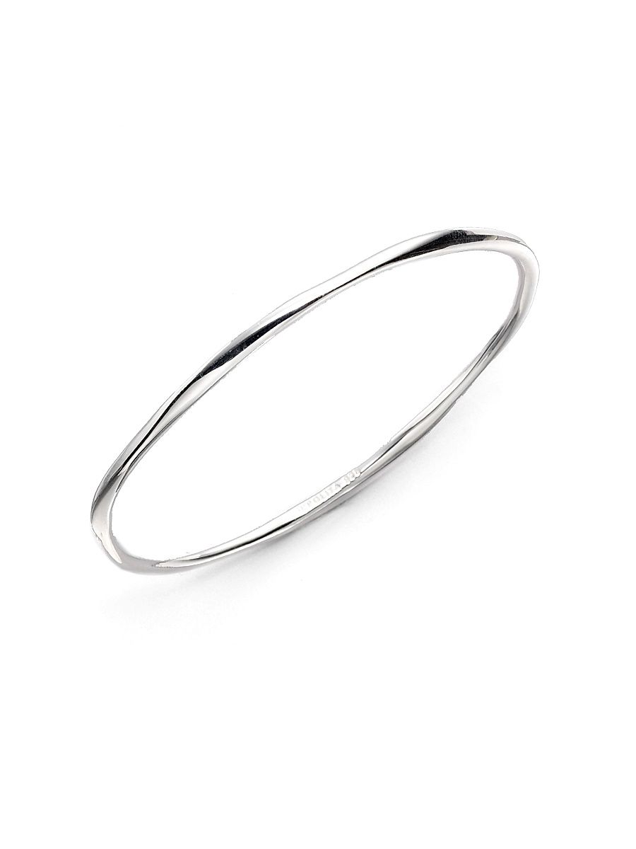 Women's Classico Thin Sterling Silver Smooth Squiggle Bangle Bracelet - Silver