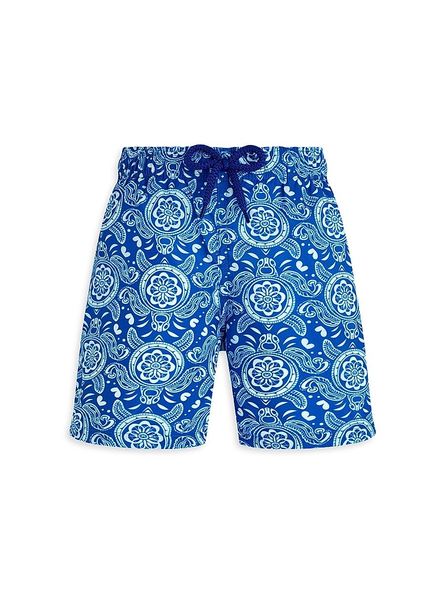 Little Boy's & Boy's Graphic Turtle Swim Shorts - Blue - Size 14