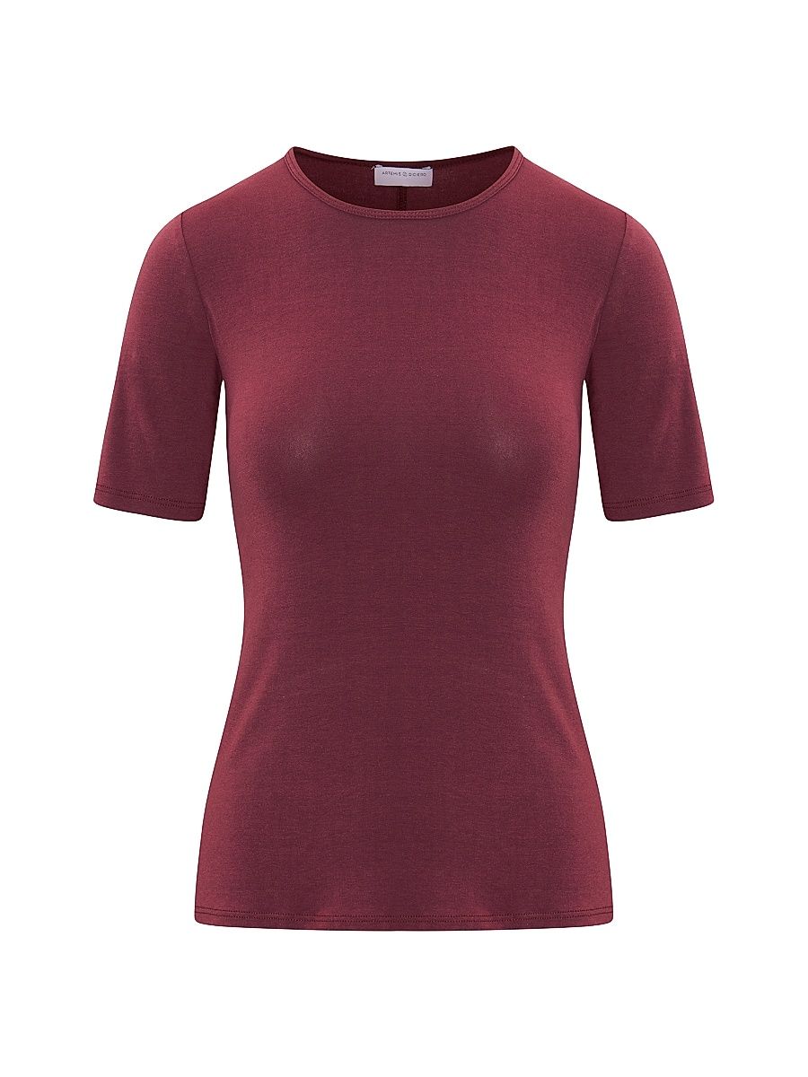 Women's Giselle Crewneck T-Shirt - Burgundy - Size XS