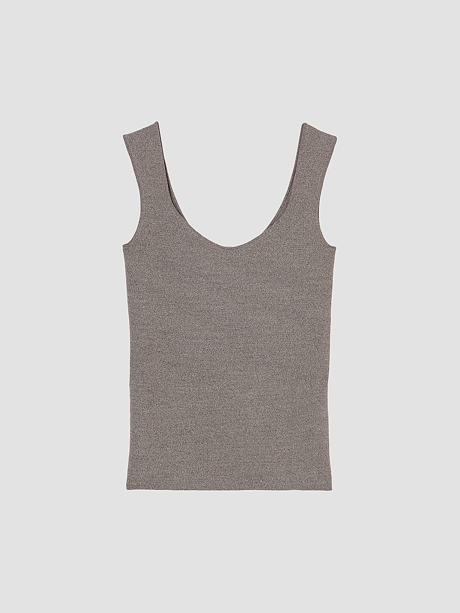 Women's Knit Scoopneck Tank - Taupe Melange - Size 12