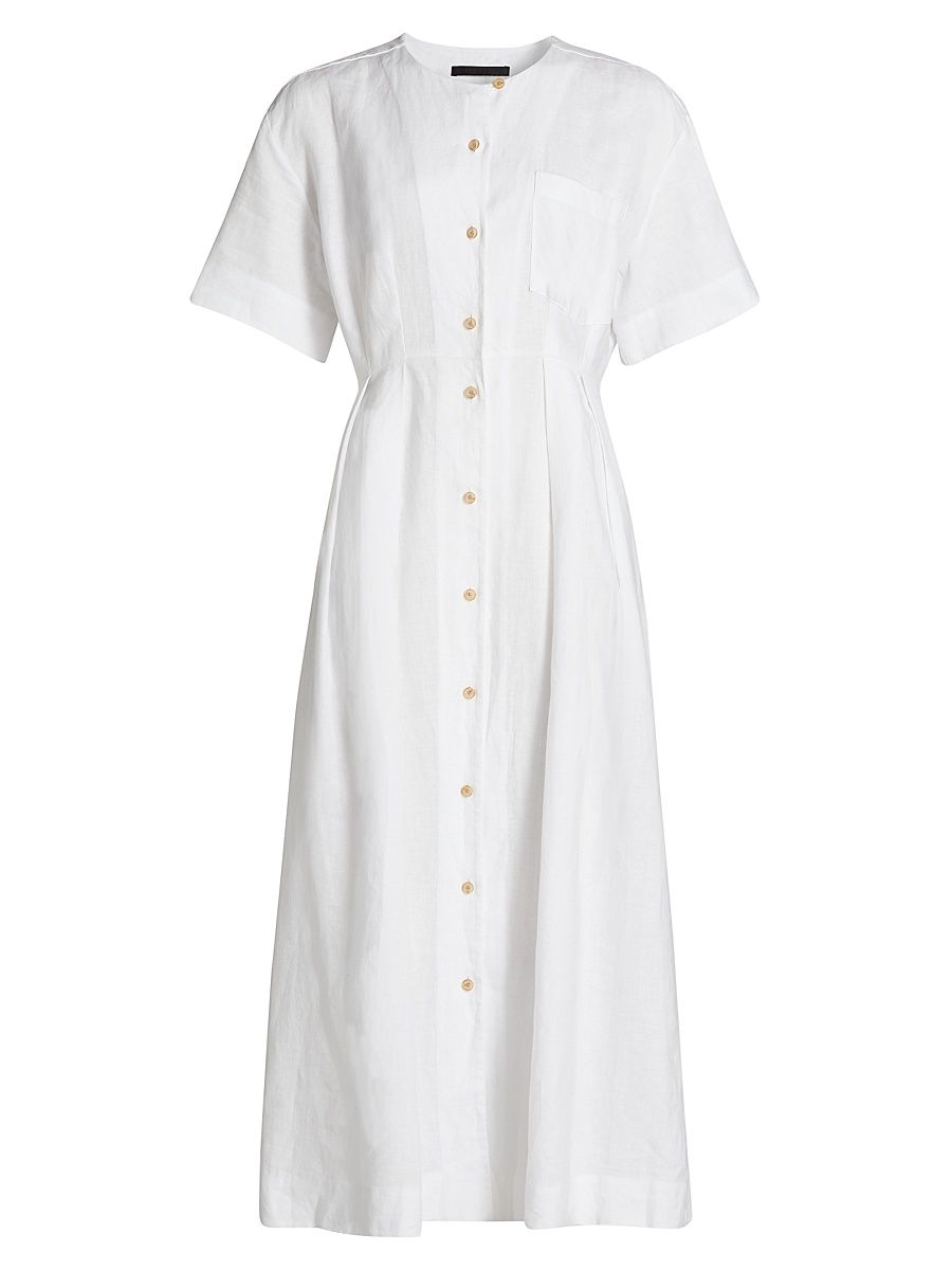 Women's Day Linen Midi-Dress - White - Size XL