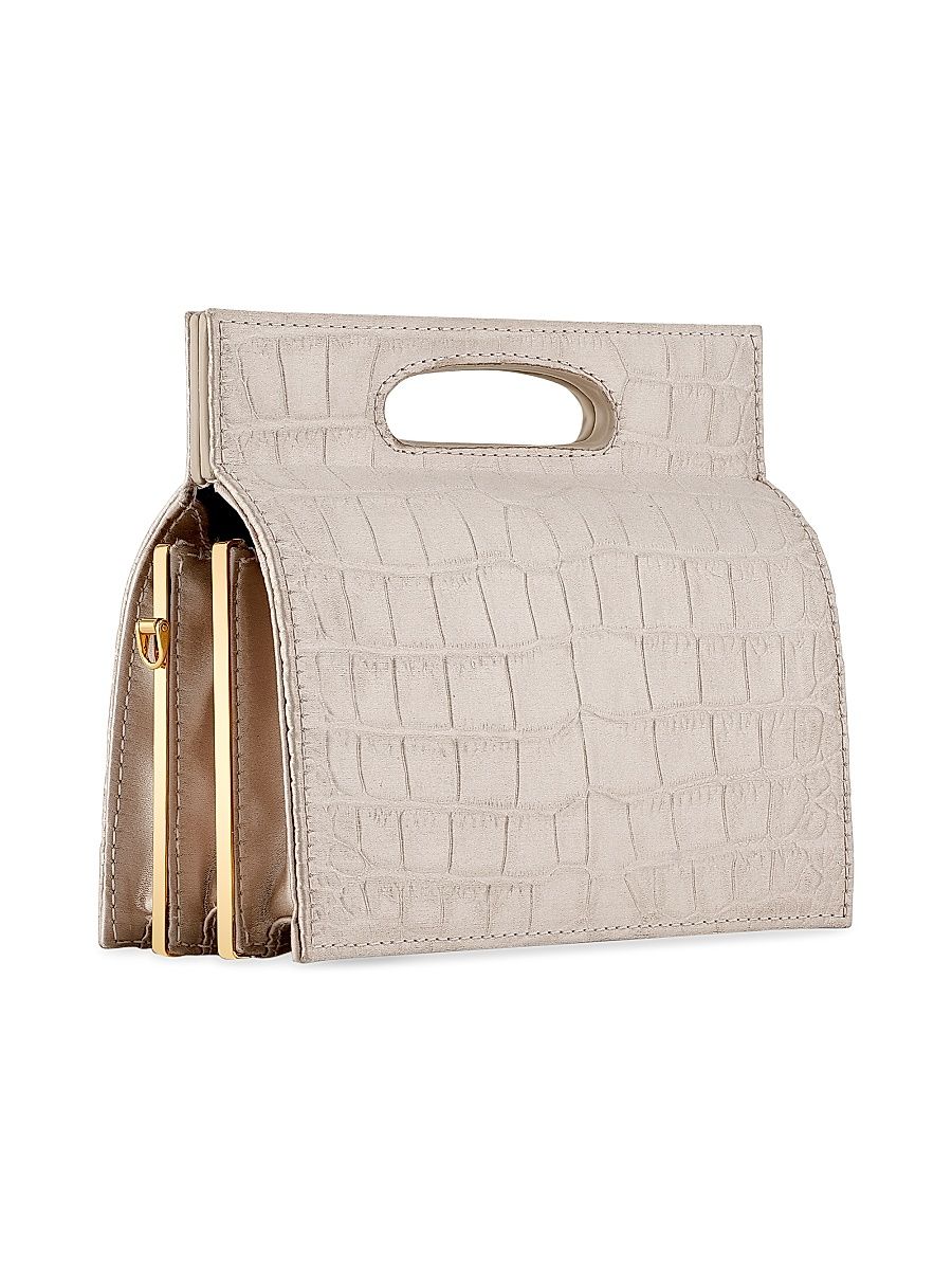 Women's Stella Handbag Stamped Satin Miniature with Gold Hardware - Antique Rose