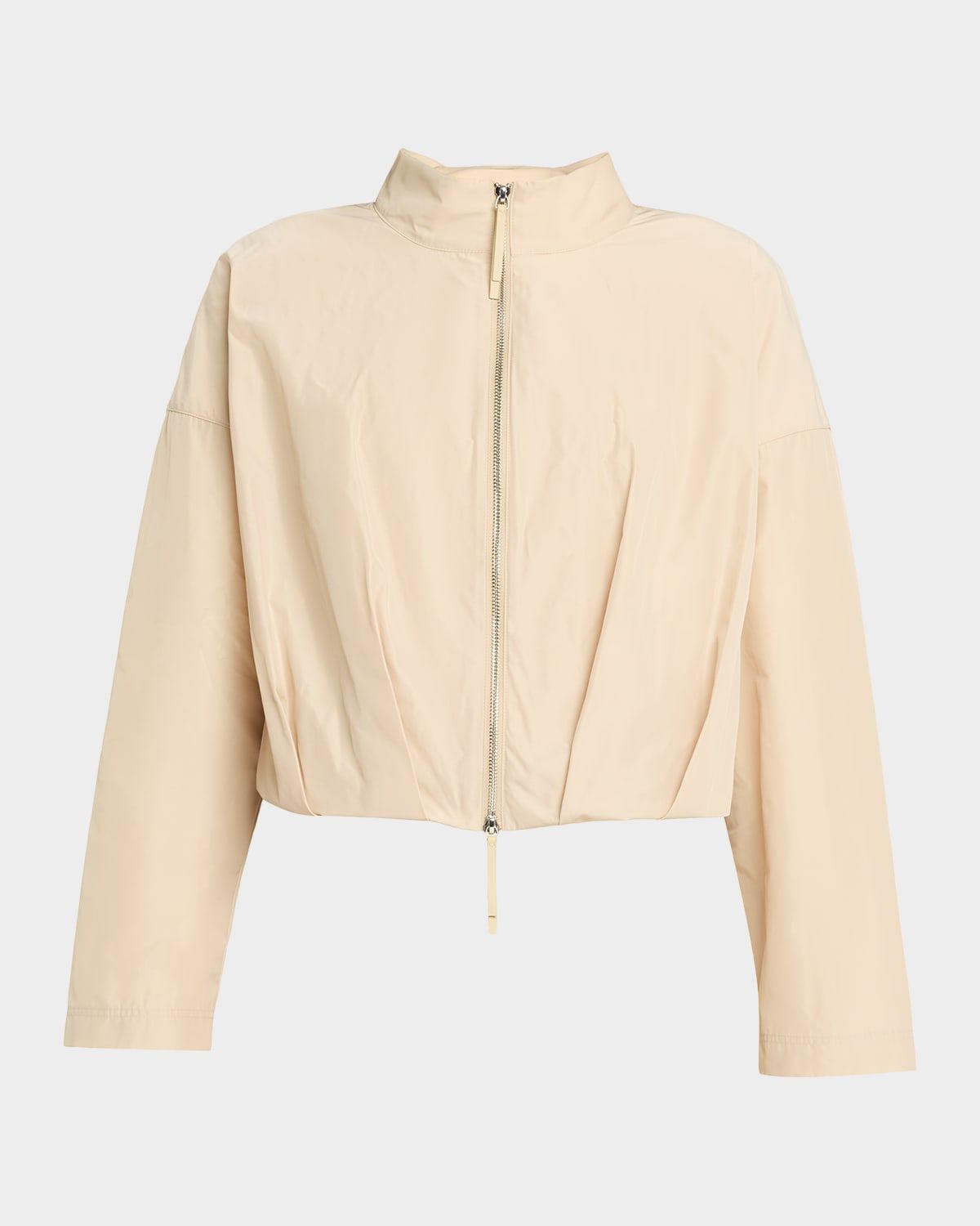 Pleated Technical Twill Crop Jacket