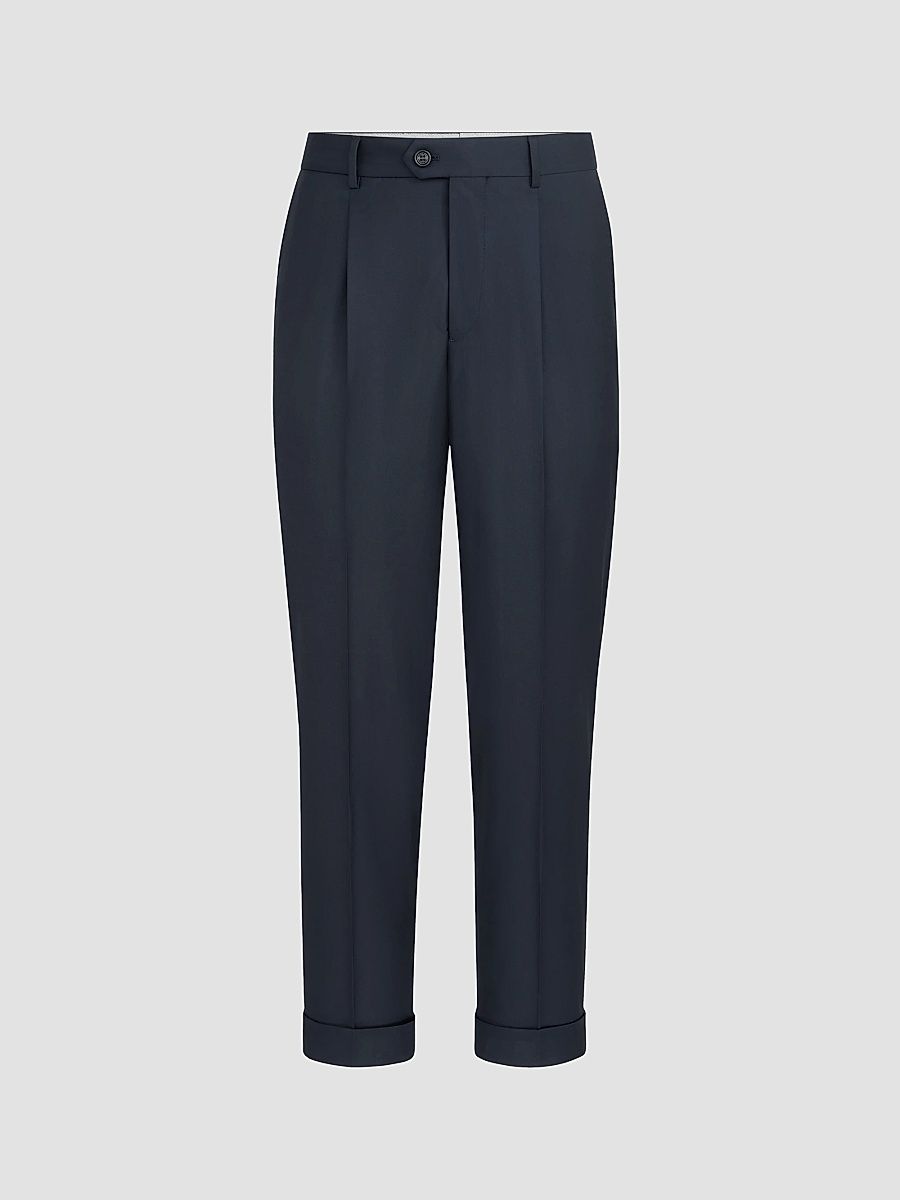 Men's Super 150s Virgin Wool Four Season Batavia Trousers - Navy Blue - Size 44