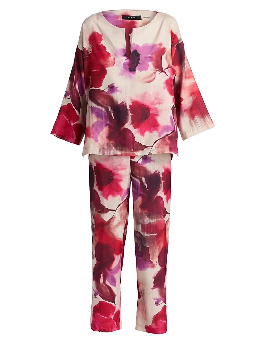 Women's Mizuki Floral Charmeuse Pajamas - Red - Size XL