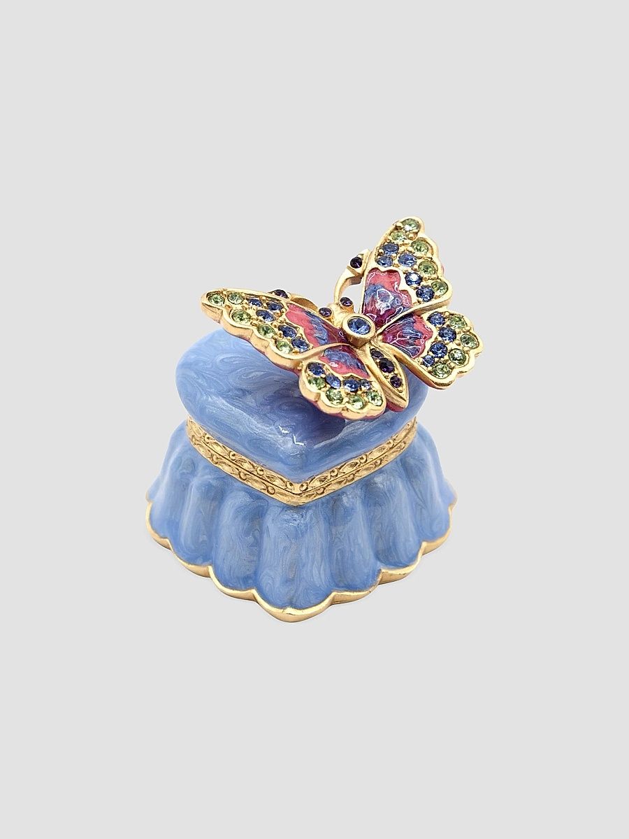 Jay Strongwater Emma Mini Butterfly & Heart Box - Blue