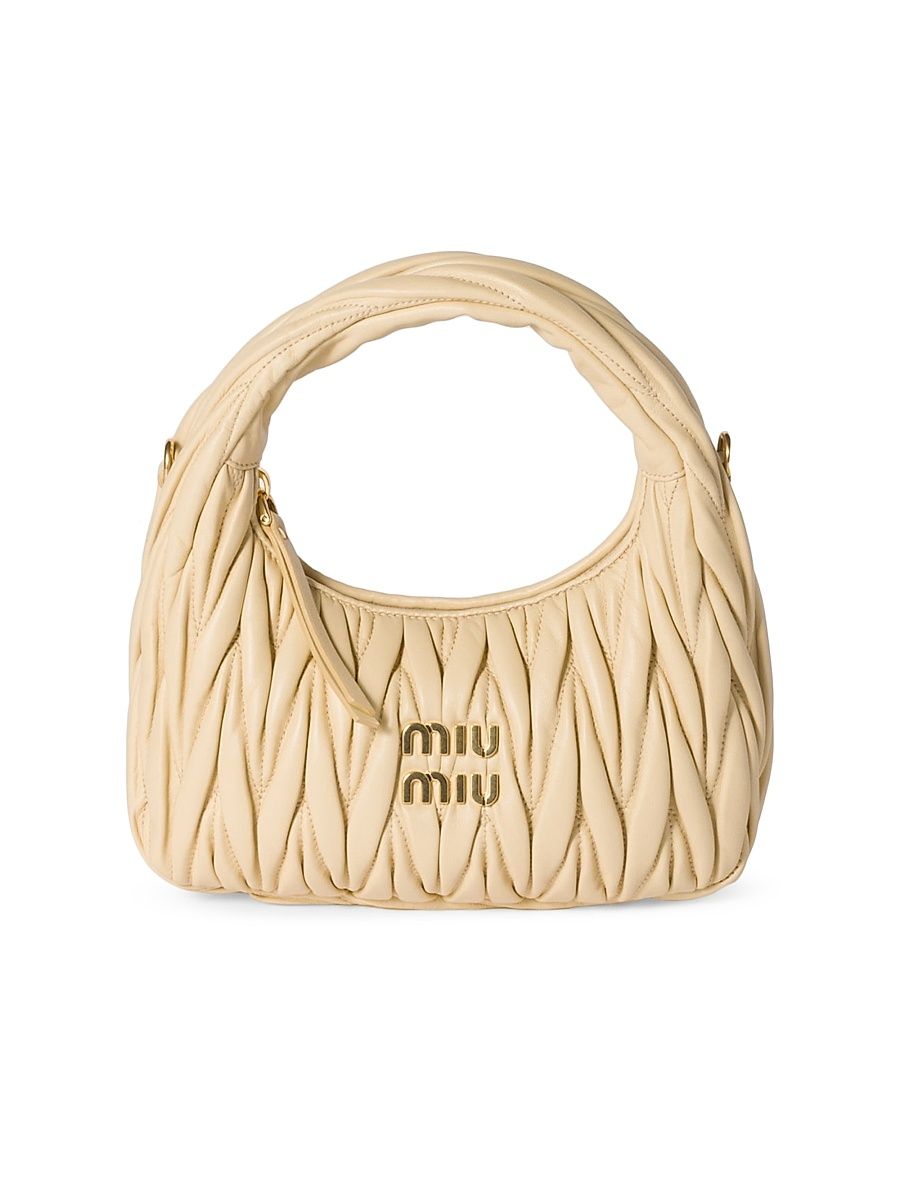 Women's Wander Matelassé Nappa Leather Hobo Bag - Beige Khaki