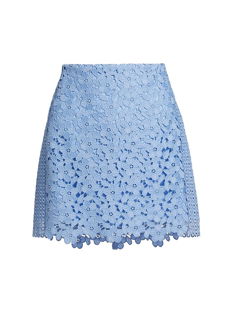 Women's Laura Geometric Floral Shift Miniskirt - Sky Blue - Size 12