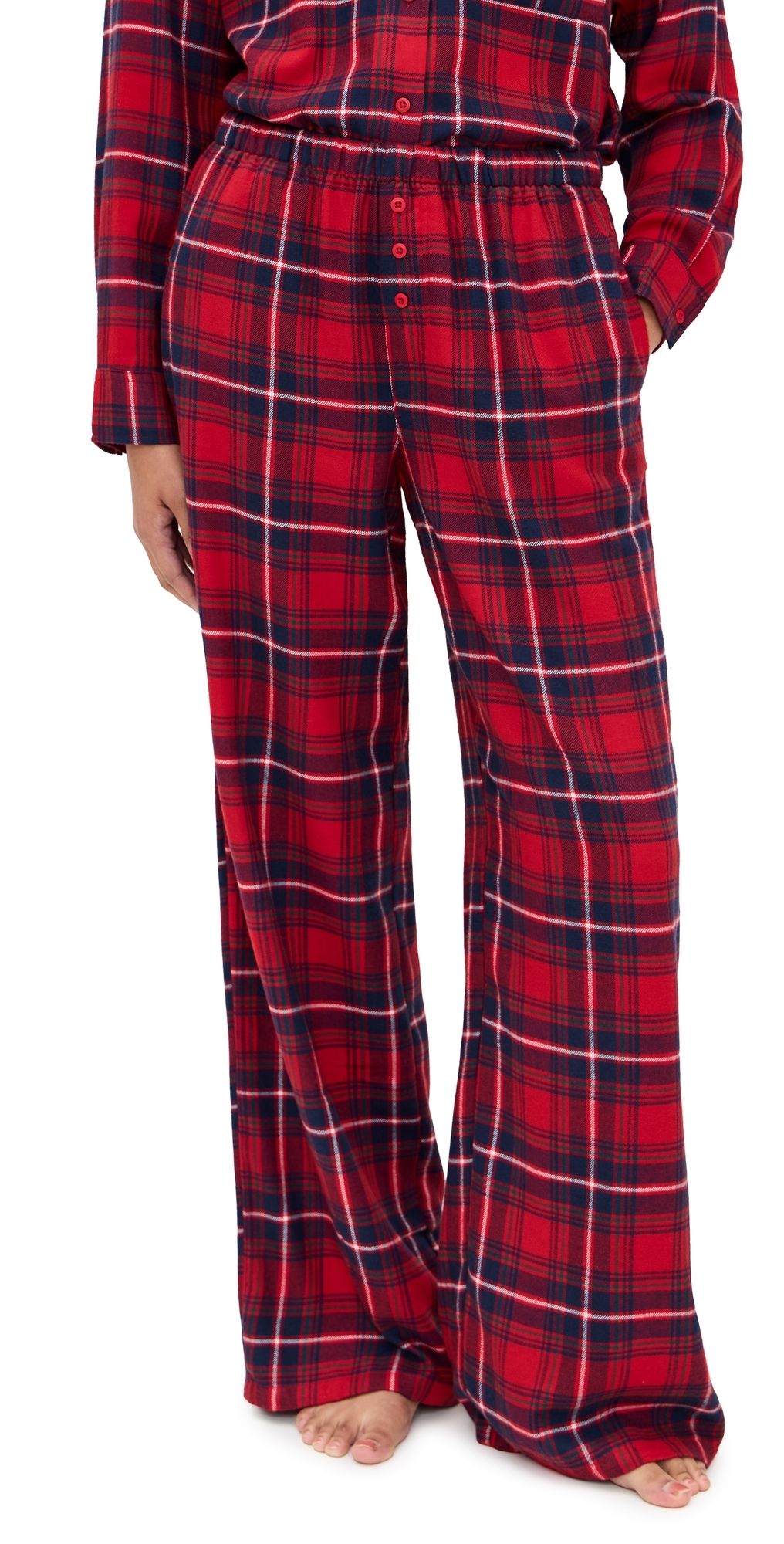 Z Supply Hangout Plaid Pants Haute Red M