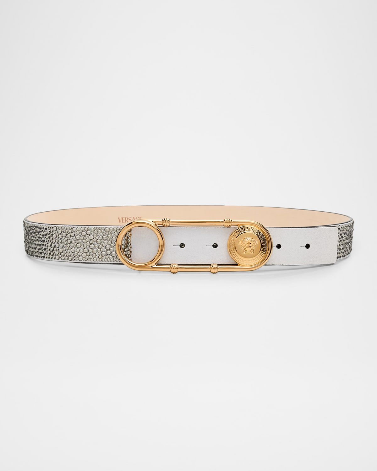 Crystal Safety Pin Leather Belt