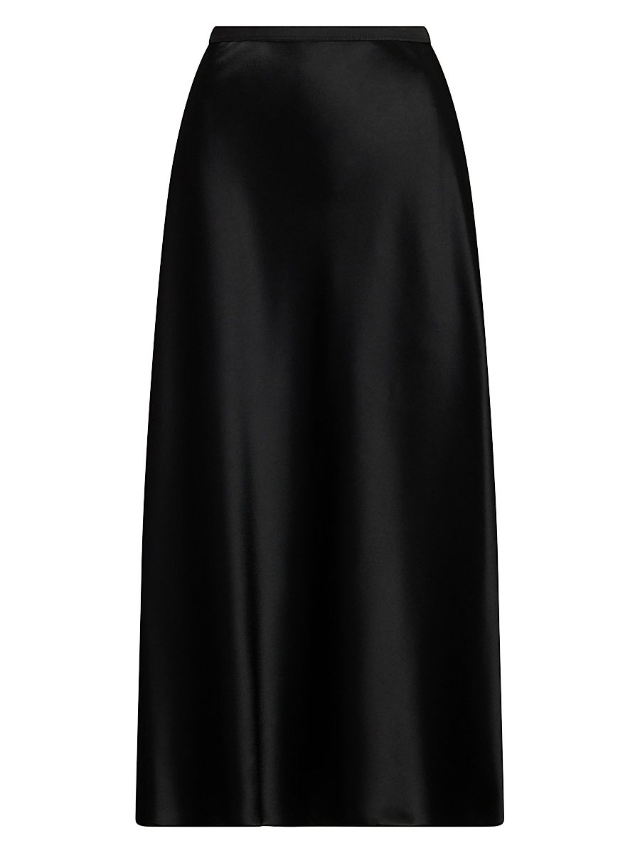 Women's Double-Face Satin Midi-Skirt - Polo Black - Size 8