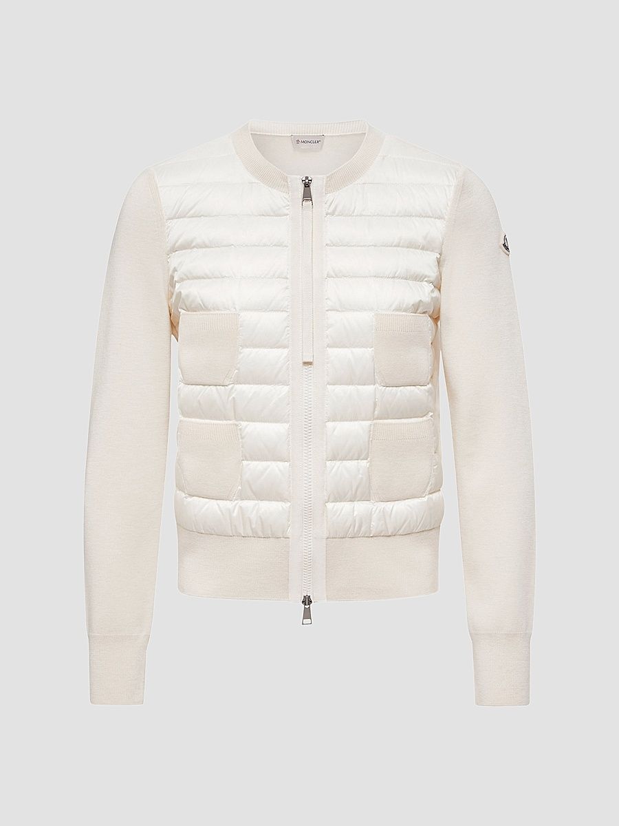Women's Down-Filled Cardigan in Wool - White - Size XXS