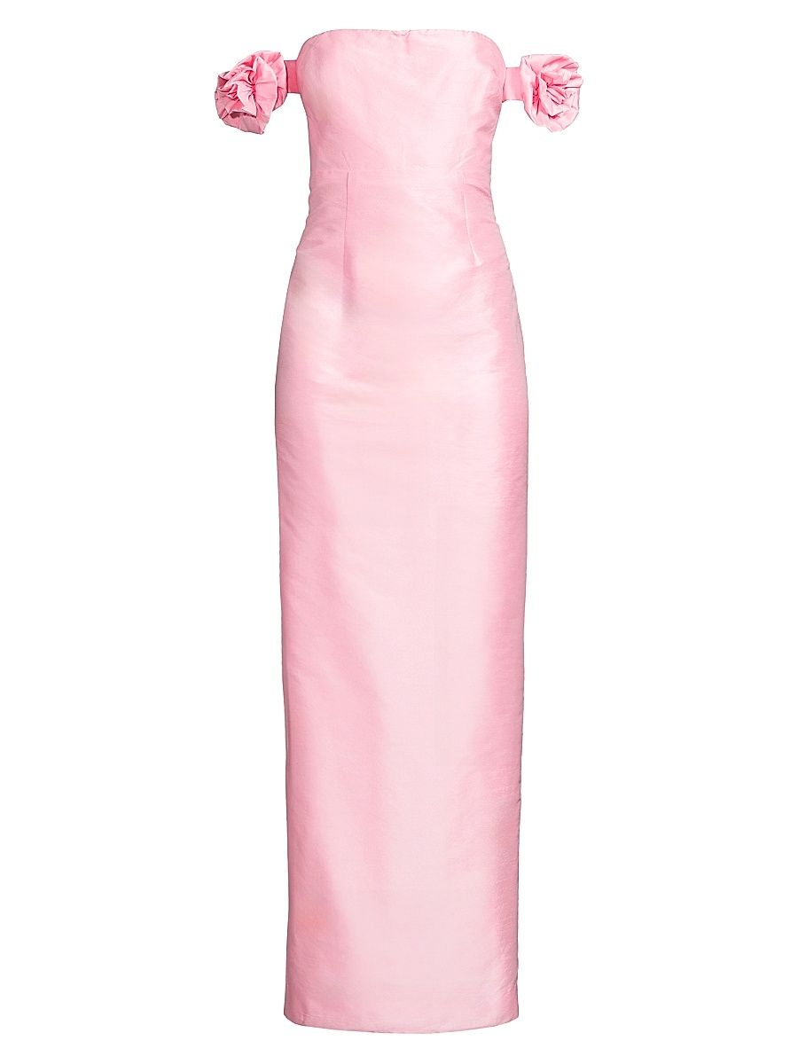 Women's Azi Off-the-Shoulder Column Gown - Rose Shadow - Size 10