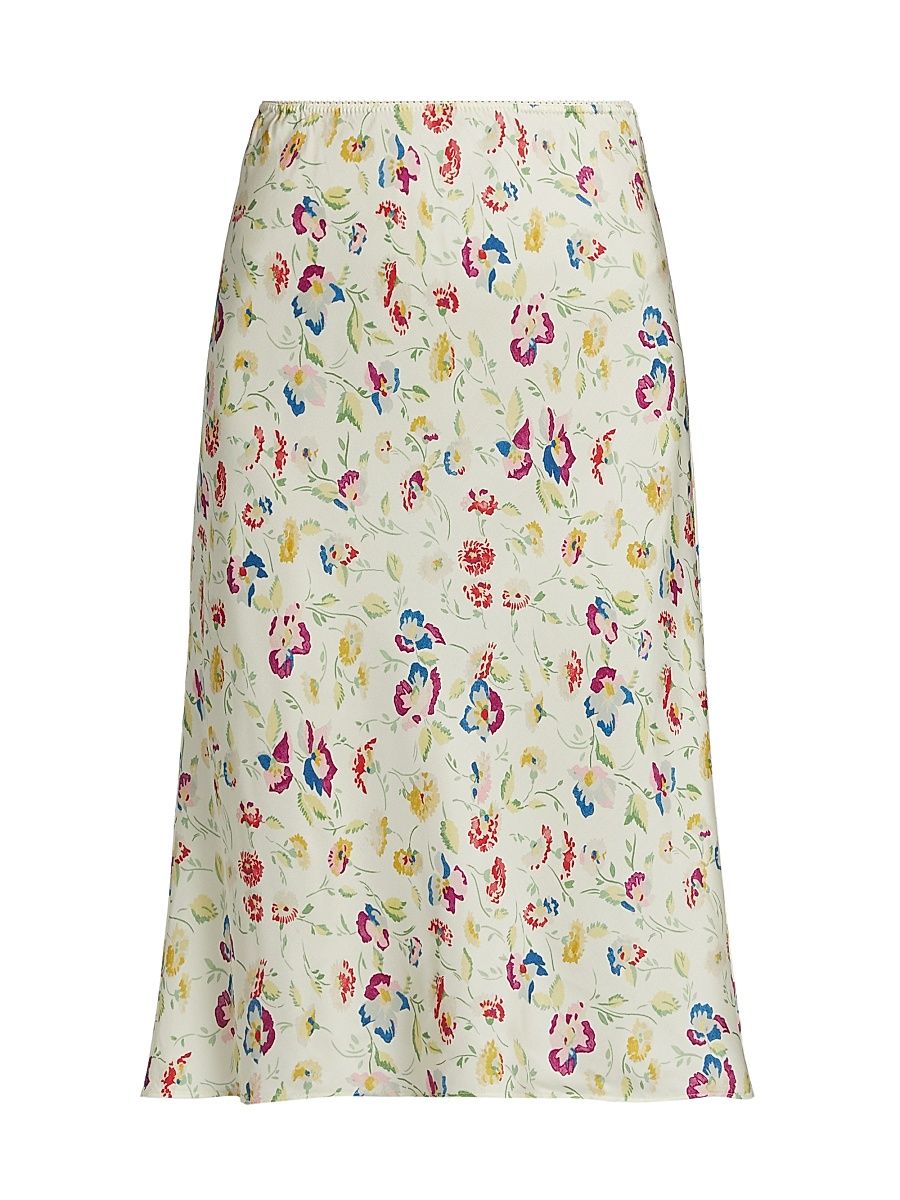 Women's Elowette Silk-Blend Midi-Skirt - Windswept Blooms - Size XXS