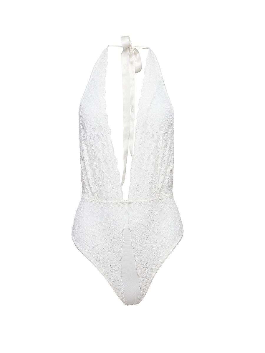 Women's Charlotte Lace Halter Teddy - Ivory - Size XL