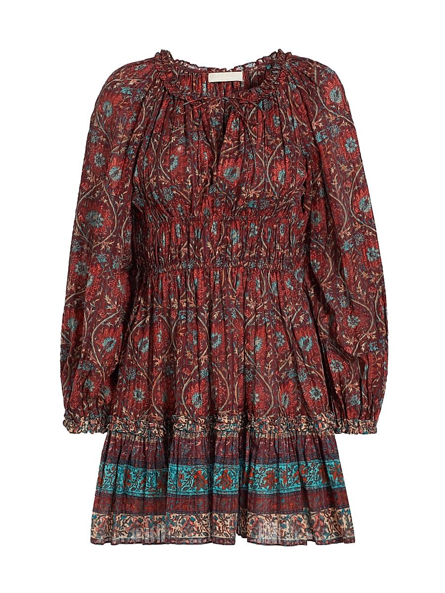 Women's Val Botanical Shadow Stripe Dress - Pomegranate - Size 6