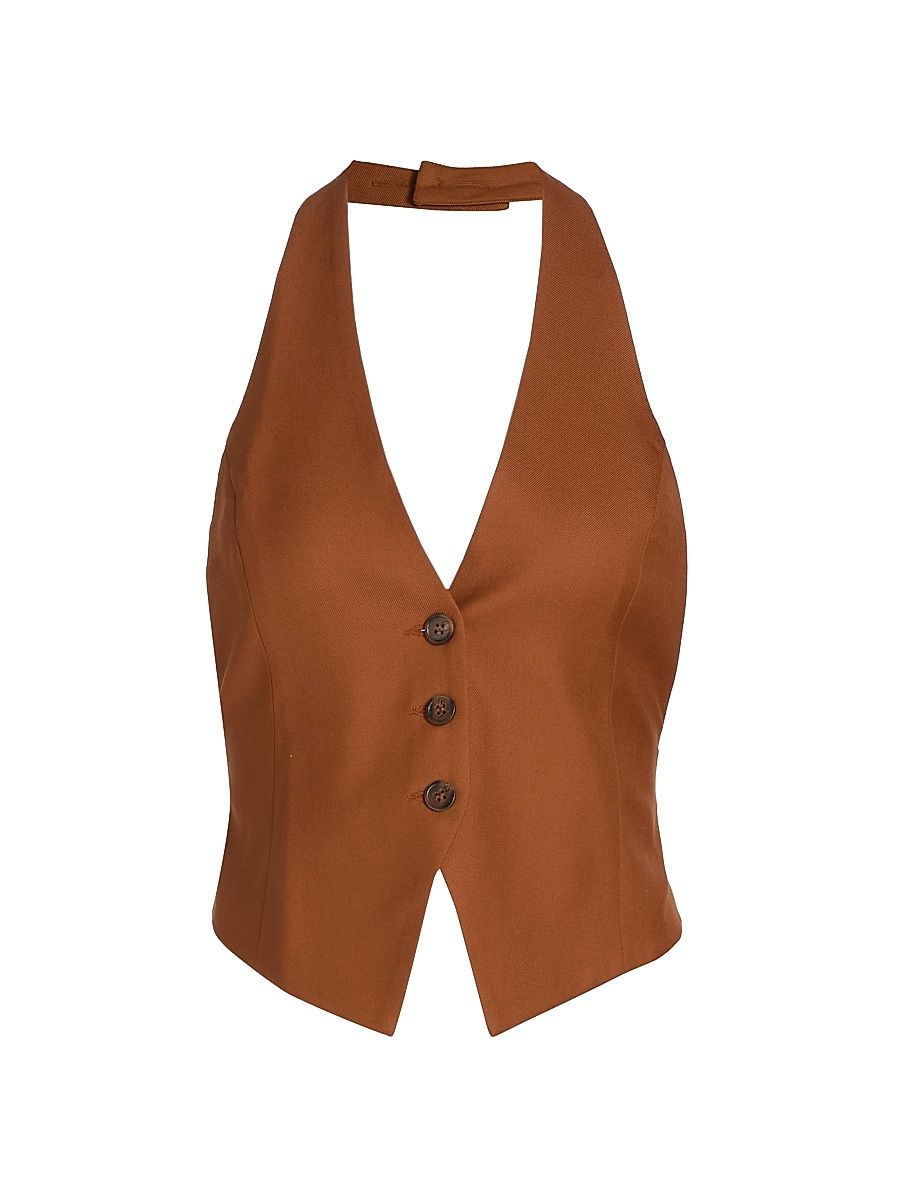Women's Lido Wool-Blend Vest - Rust - Size Large